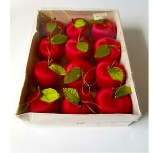 NWT 12 Vintage Rauch Decorative Red Apples Satin Christmas Ornaments